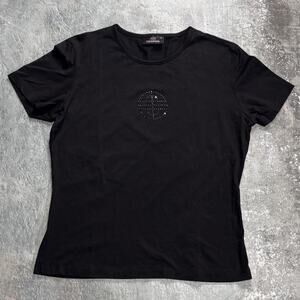 Y2k Jim Thompson Black Rhinestone Baby Tee Size Medium